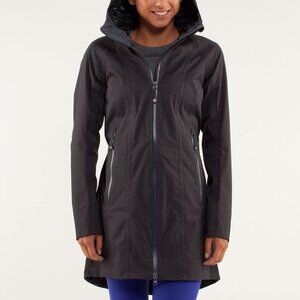 lululemon athletica Black Hooded Trench Coat